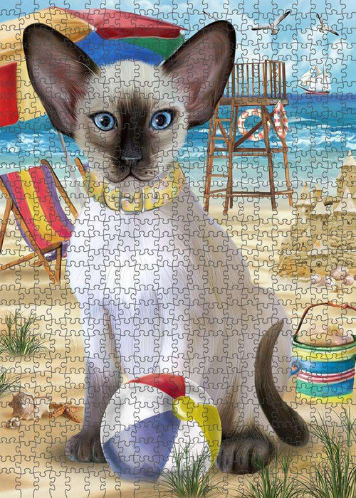 Pet Friendly Beach Blue Point Siamese Cat Puzzle with Photo Tin PUZL83820