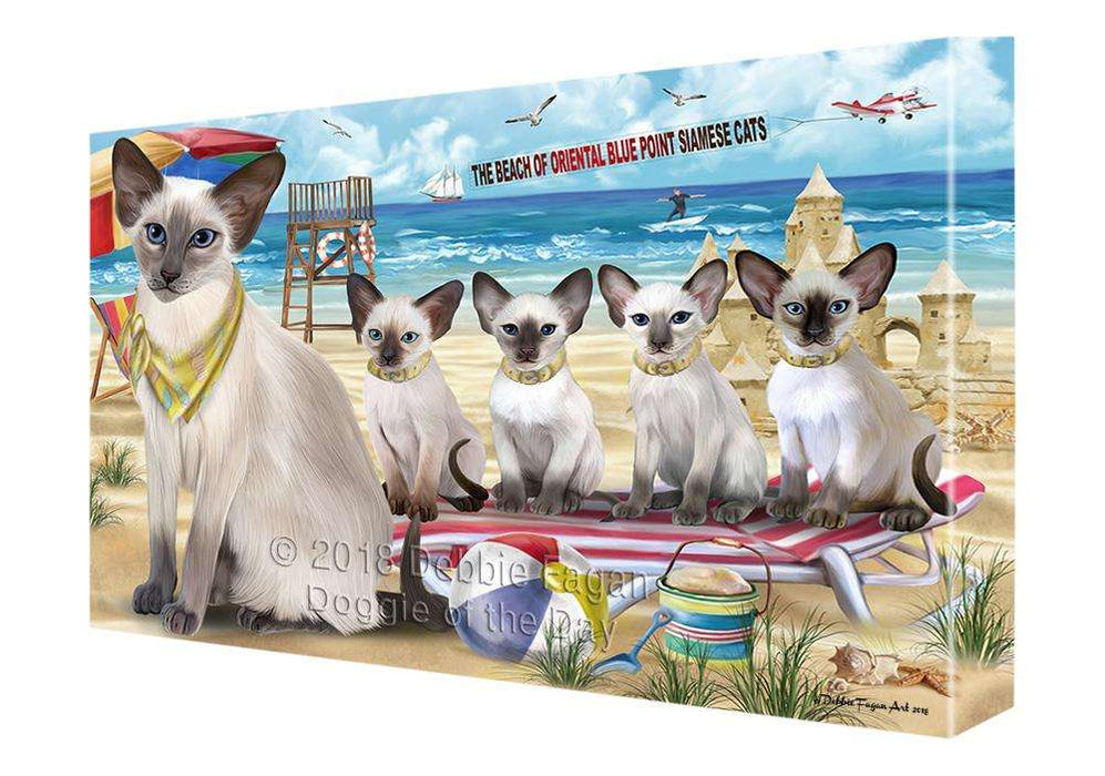 Pet Friendly Beach Blue Point Siamese Cats Canvas Print Wall Art Décor CVS105299