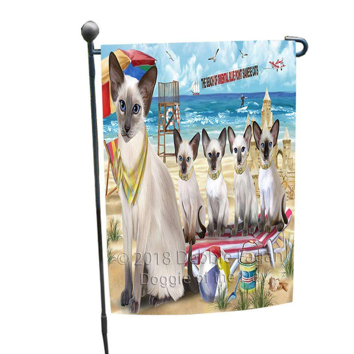 Pet Friendly Beach Blue Point Siamese Cats Garden Flag GFLG54223