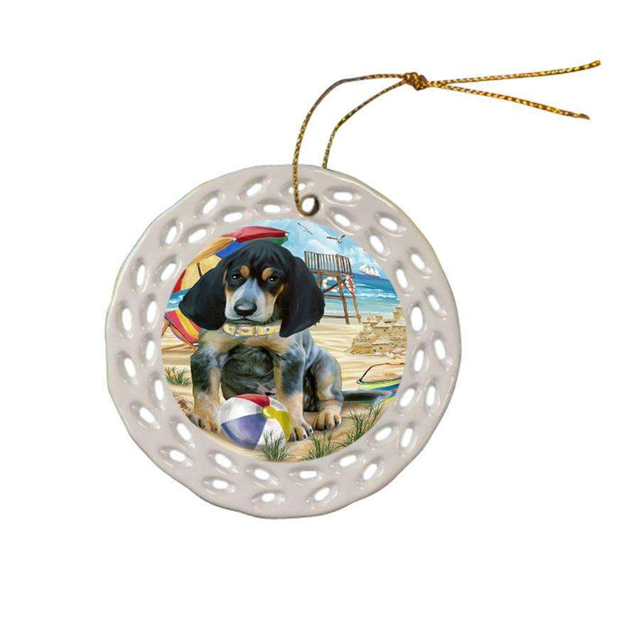 Pet Friendly Beach Bluetick Coonhound Dog Ceramic Doily Ornament DPOR50001