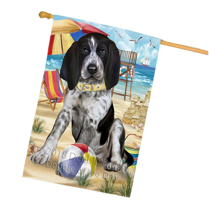 Pet Friendly Beach Bluetick Coonhound Dog House Flag FLG49967