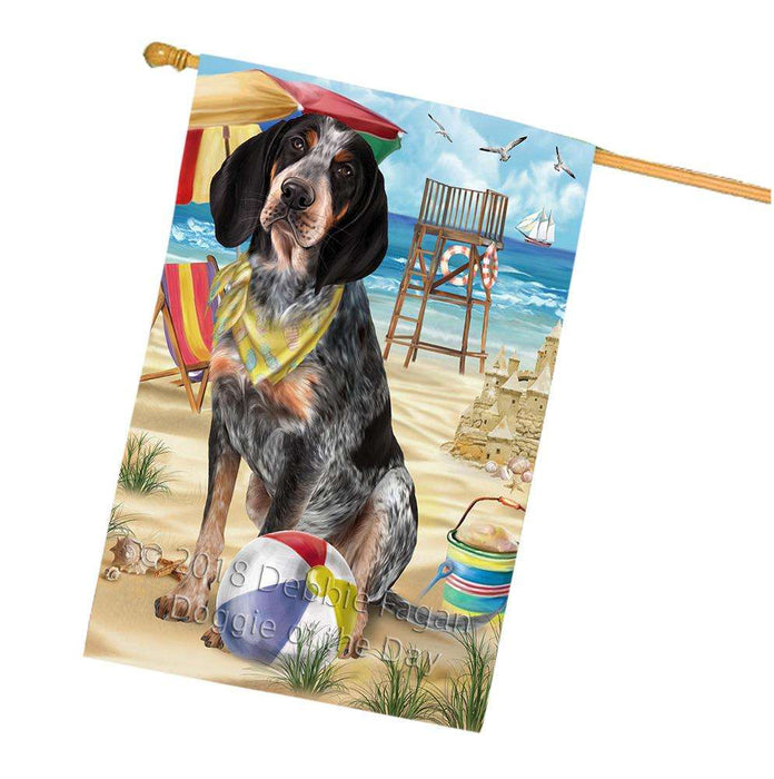 Pet Friendly Beach Bluetick Coonhound Dog House Flag FLG49968