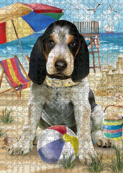 Pet Friendly Beach Bluetick Coonhound Dog Puzzle with Photo Tin PUZL53703