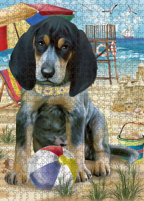 Pet Friendly Beach Bluetick Coonhound Dog Puzzle with Photo Tin PUZL53709
