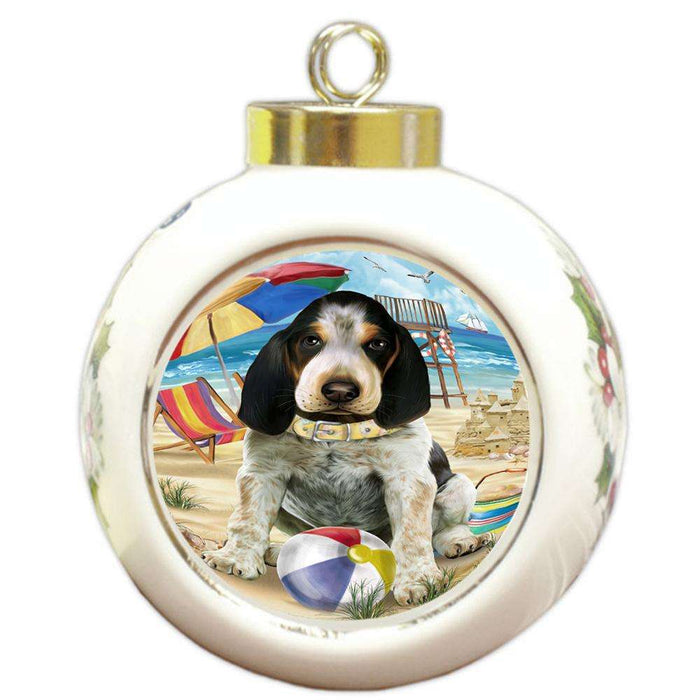 Pet Friendly Beach Bluetick Coonhound Dog Round Ball Christmas Ornament RBPOR49999