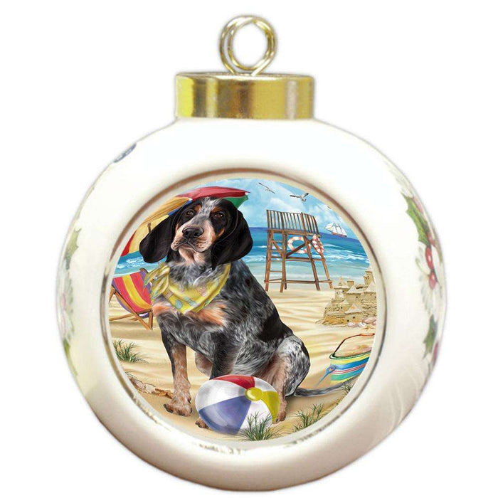 Pet Friendly Beach Bluetick Coonhound Dog Round Ball Christmas Ornament RBPOR50003