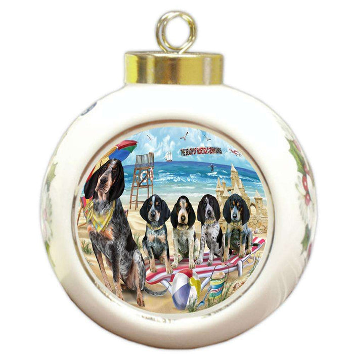Pet Friendly Beach Bluetick Coonhounds Dog Round Ball Christmas Ornament RBPOR49998