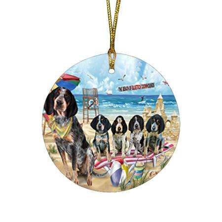 Pet Friendly Beach Bluetick Coonhounds Dog Round Flat Christmas Ornament RFPOR49989