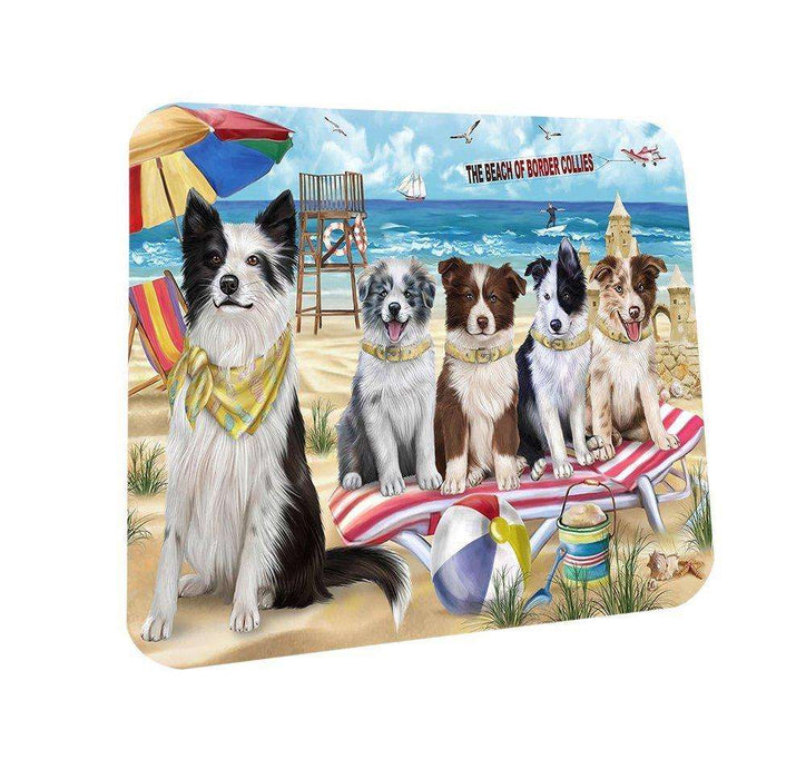 Pet Friendly Beach Border Collie Dog Coasters Set of 4 CST48516
