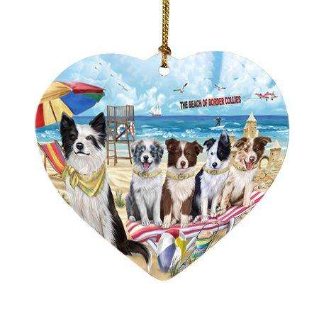 Pet Friendly Beach Border Collie Dog Heart Christmas Ornament HPOR48557