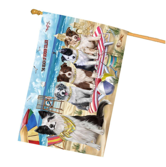 Pet Friendly Beach Border Collie Dog House Flag FLG48145