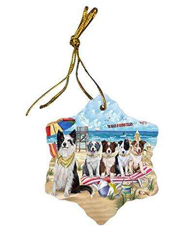 Pet Friendly Beach Border Collie Dog Star Porcelain Ornament SPOR48491