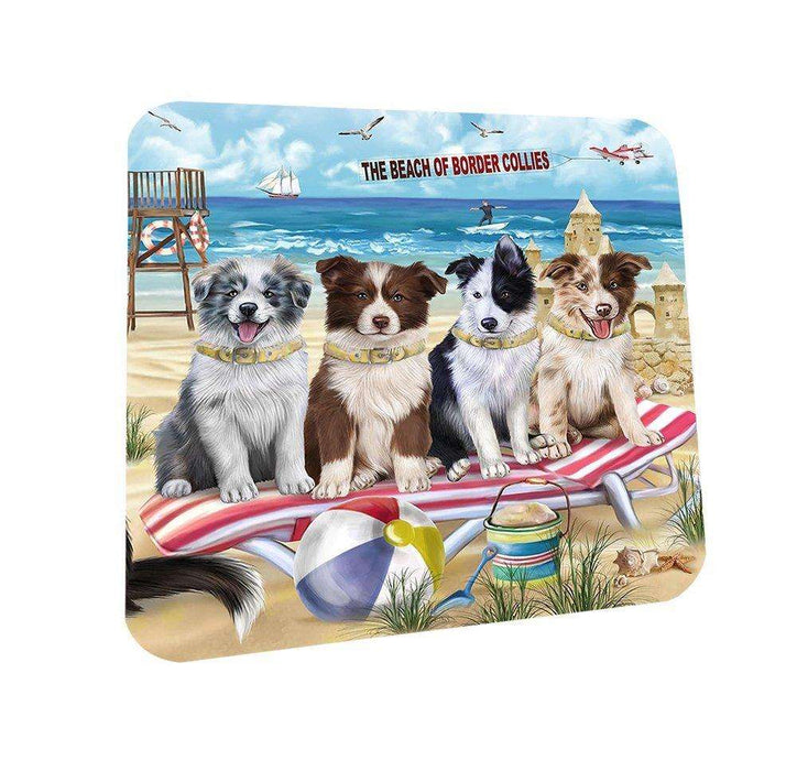 Pet Friendly Beach Border Collies Dog Coasters Set of 4 CST48581