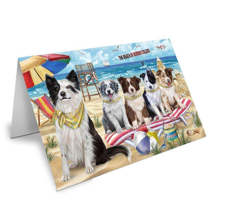 Pet Friendly Beach Border Collies Dog Handmade Artwork Assorted Pets Greeting Cards and Note Cards with Envelopes for All Occasions and Holiday Seasons GCD49895