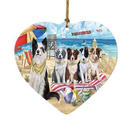 Pet Friendly Beach Border Collies Dog Heart Christmas Ornament HPOR48622