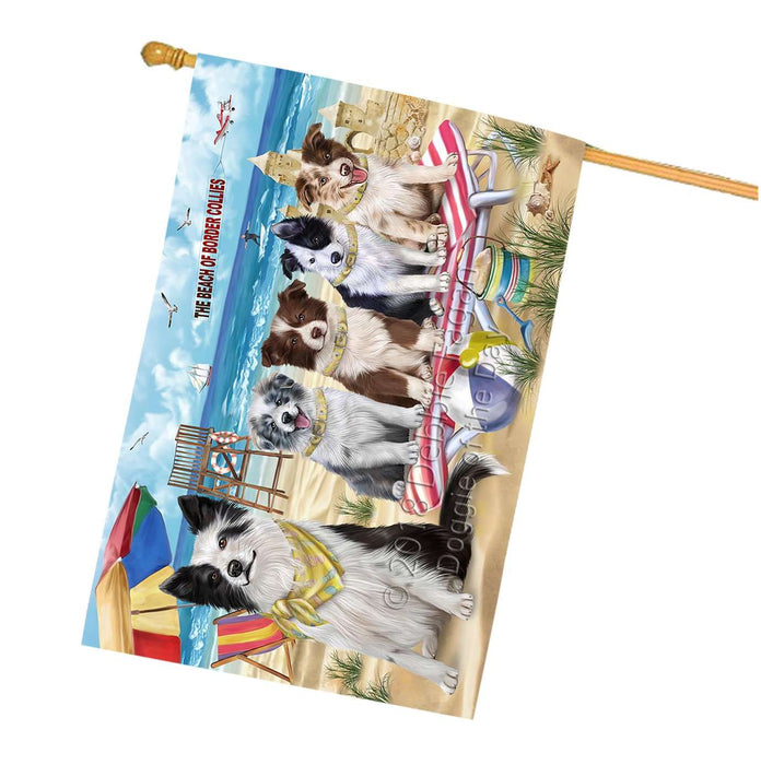 Pet Friendly Beach Border Collies Dog House Flag FLG48587