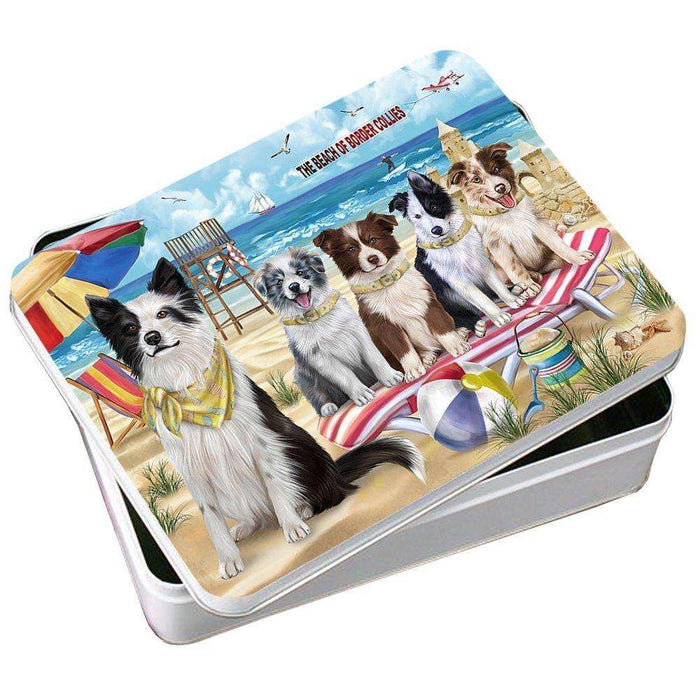 Pet Friendly Beach Border Collies Dog Photo Storage Tin PITN48622