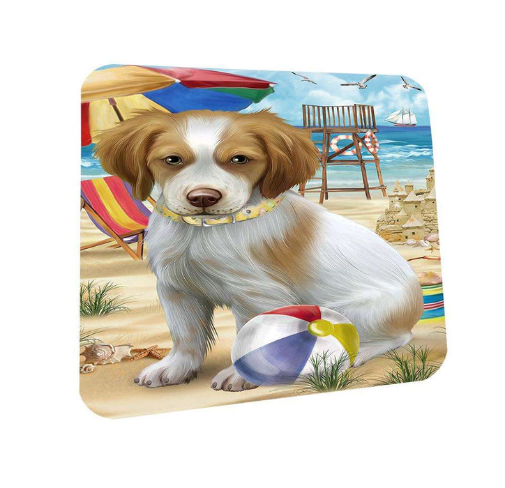 Pet Friendly Beach Brittany Spaniel Dog Coasters Set of 4 CST49964