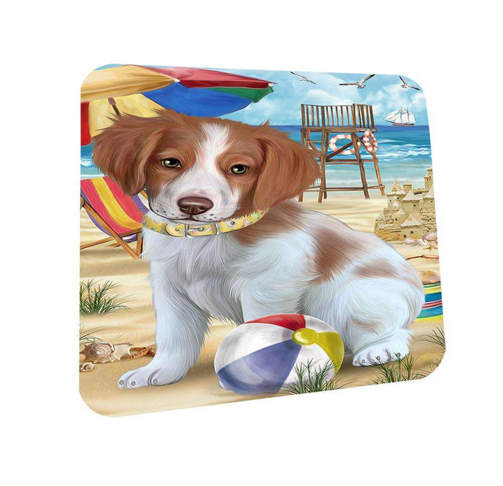 Pet Friendly Beach Brittany Spaniel Dog Coasters Set of 4 CST49965