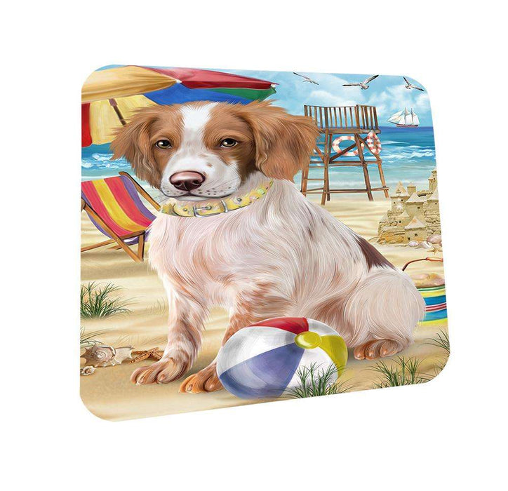 Pet Friendly Beach Brittany Spaniel Dog Coasters Set of 4 CST49966