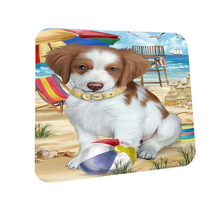 Pet Friendly Beach Brittany Spaniel Dog Coasters Set of 4 CST49967