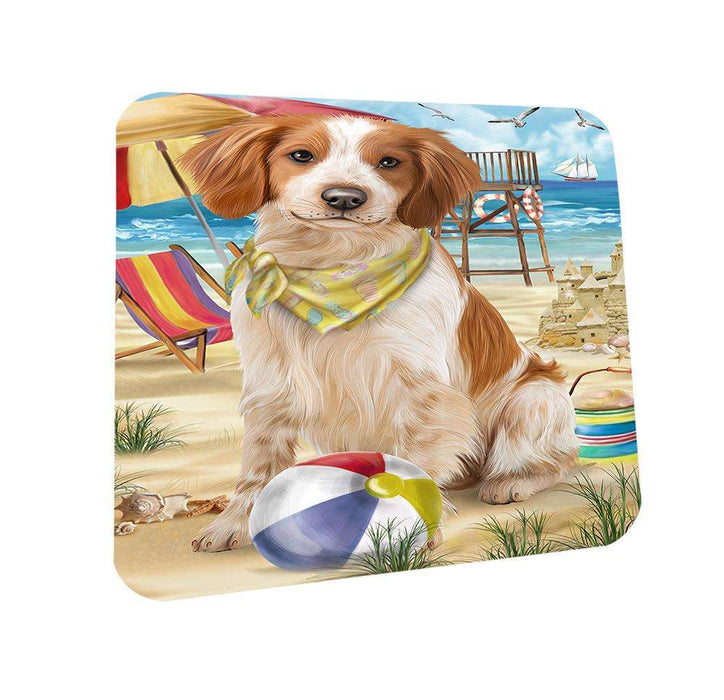 Pet Friendly Beach Brittany Spaniel Dog Coasters Set of 4 CST49968