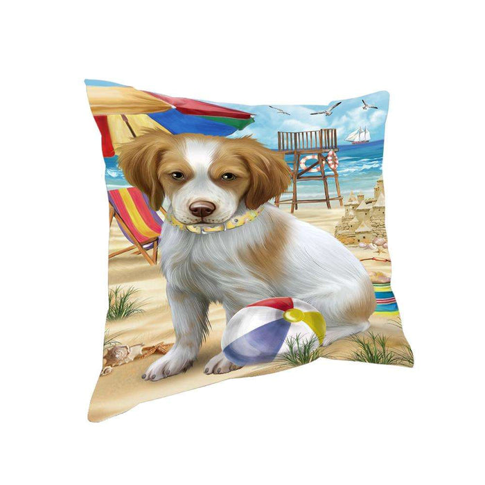 Pet Friendly Beach Brittany Spaniel Dog Pillow PIL55876