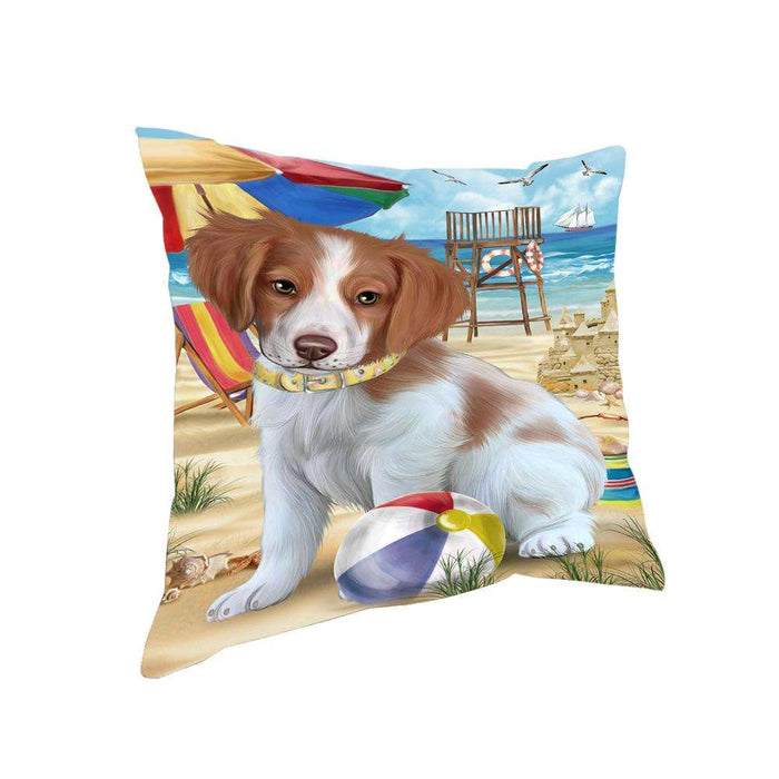 Pet Friendly Beach Brittany Spaniel Dog Pillow PIL55880