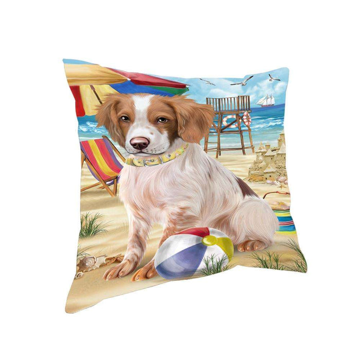 Pet Friendly Beach Brittany Spaniel Dog Pillow PIL55884