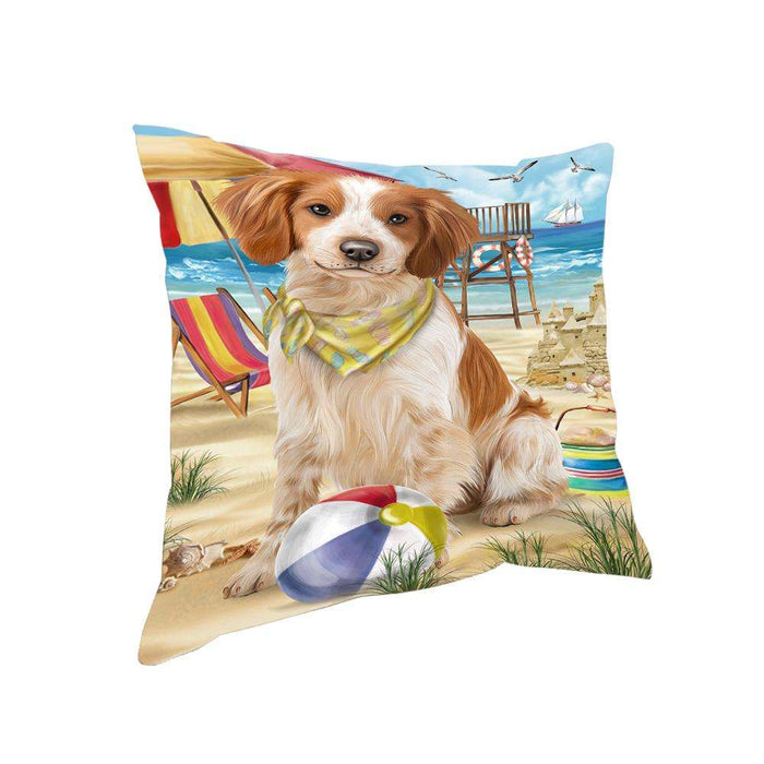 Pet Friendly Beach Brittany Spaniel Dog Pillow PIL55892