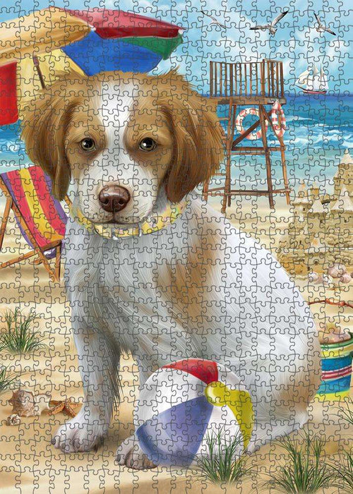 Pet Friendly Beach Brittany Spaniel Dog Puzzle with Photo Tin PUZL53721