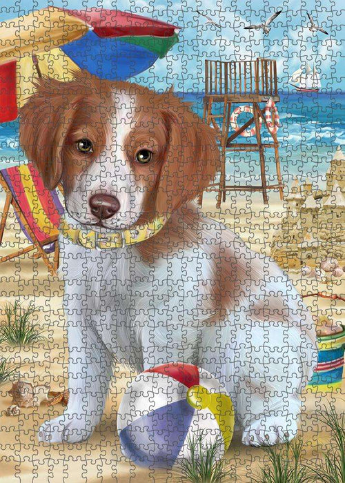 Pet Friendly Beach Brittany Spaniel Dog Puzzle with Photo Tin PUZL53724