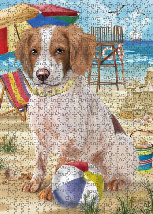 Pet Friendly Beach Brittany Spaniel Dog Puzzle with Photo Tin PUZL53727