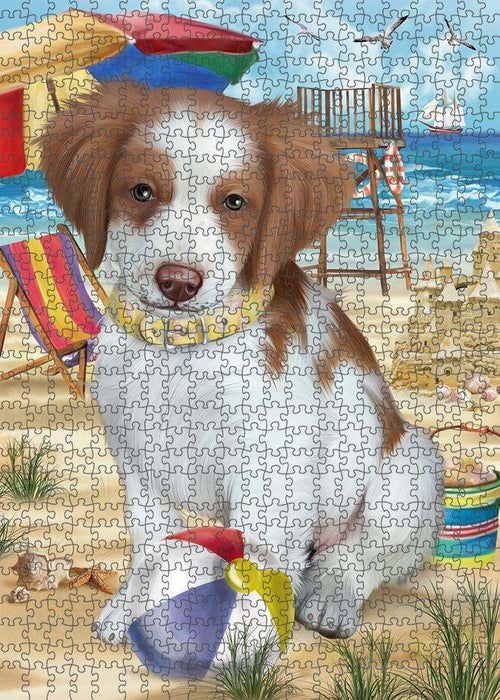 Pet Friendly Beach Brittany Spaniel Dog Puzzle with Photo Tin PUZL53730