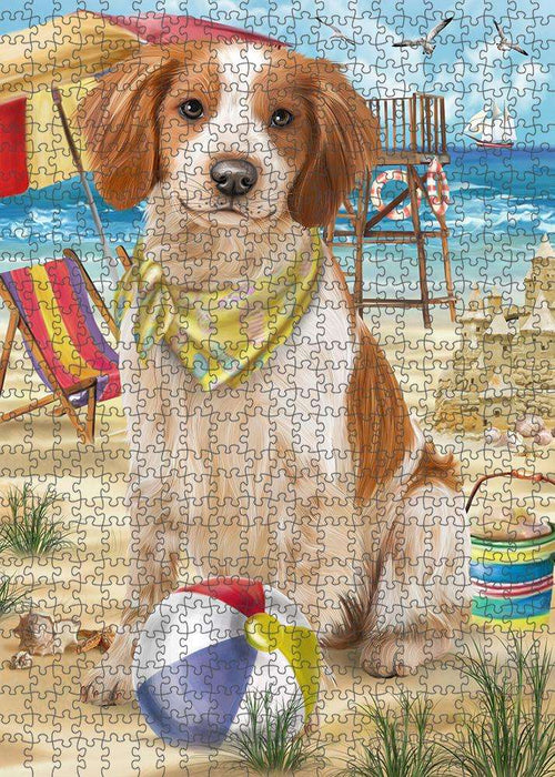 Pet Friendly Beach Brittany Spaniel Dog Puzzle with Photo Tin PUZL53733