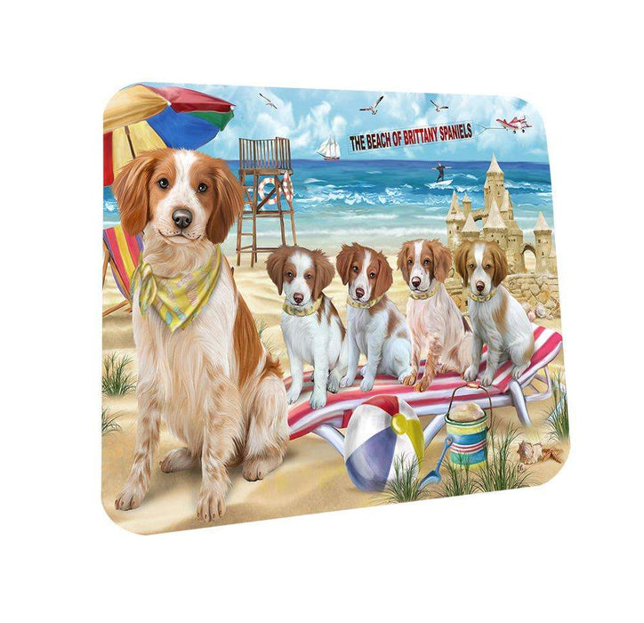 Pet Friendly Beach Brittany Spaniels Dog Coasters Set of 4 CST49963