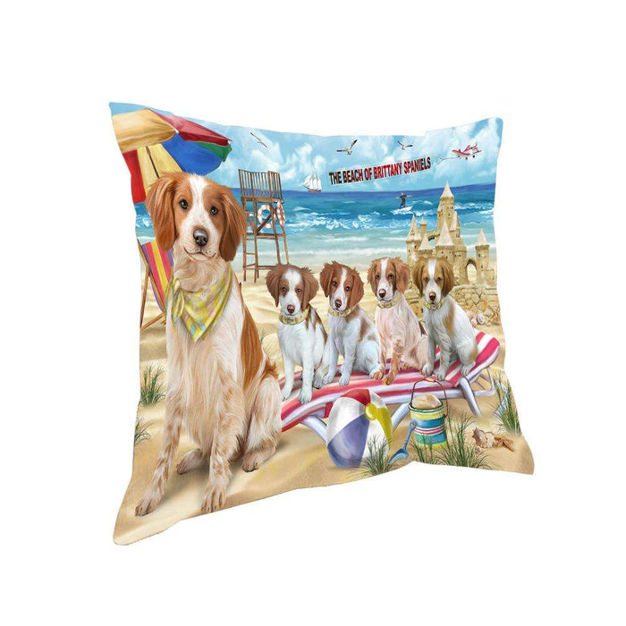 Pet Friendly Beach Brittany Spaniels Dog Pillow PIL55872