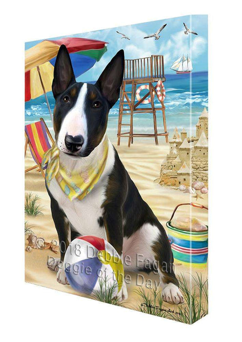 Pet Friendly Beach Bull Terrier Dog Canvas Wall Art CVS65833