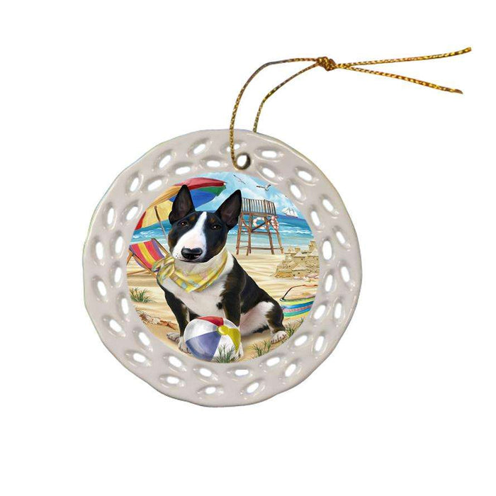 Pet Friendly Beach Bull Terrier Dog Ceramic Doily Ornament DPOR50015