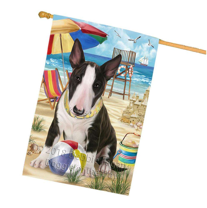 Pet Friendly Beach Bull Terrier Dog House Flag FLG49977