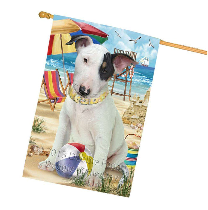 Pet Friendly Beach Bull Terrier Dog House Flag FLG49978