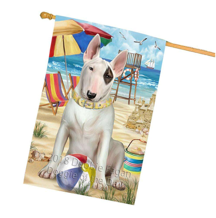 Pet Friendly Beach Bull Terrier Dog House Flag FLG49979