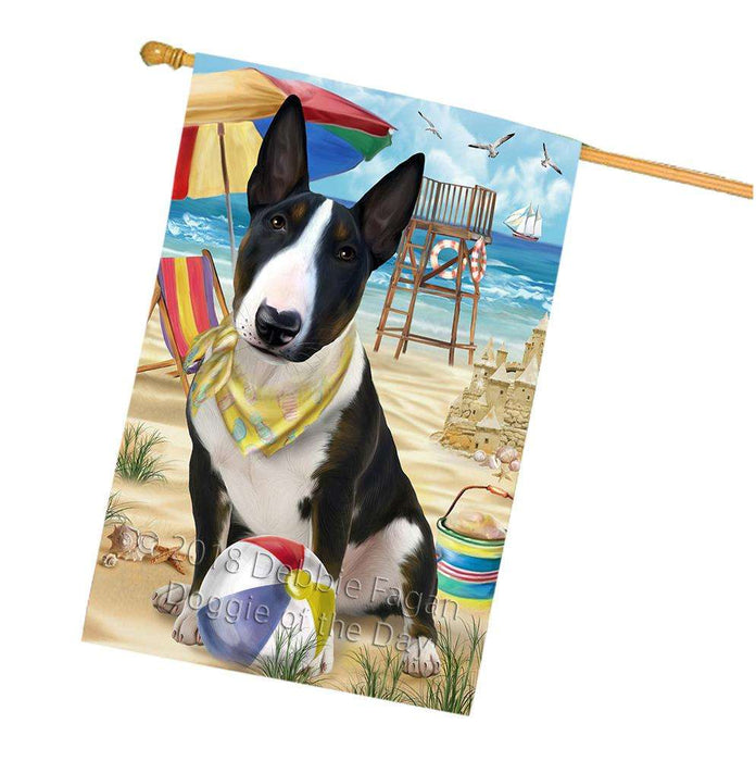 Pet Friendly Beach Bull Terrier Dog House Flag FLG49980