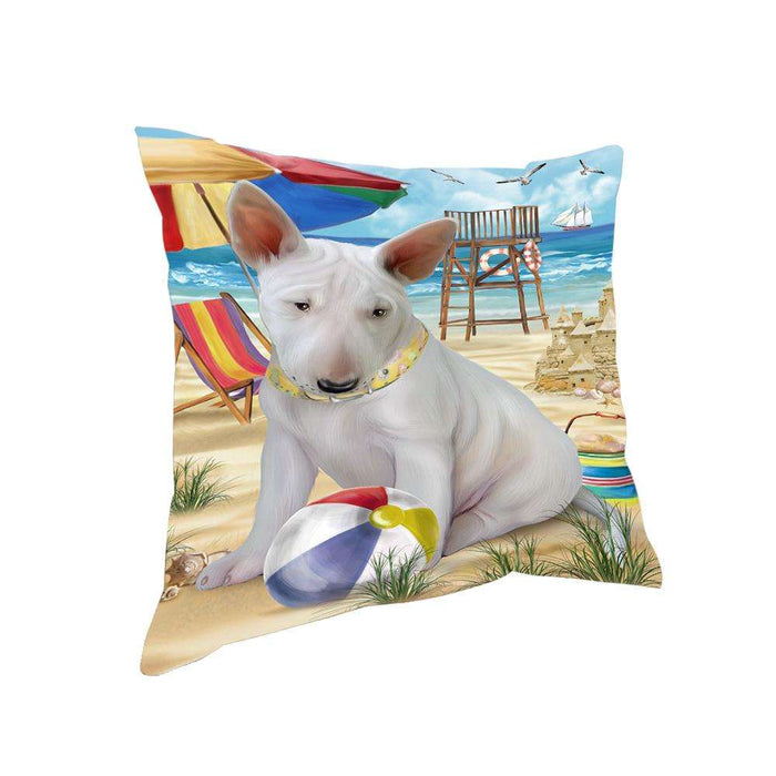 Pet Friendly Beach Bull Terrier Dog Pillow PIL55900