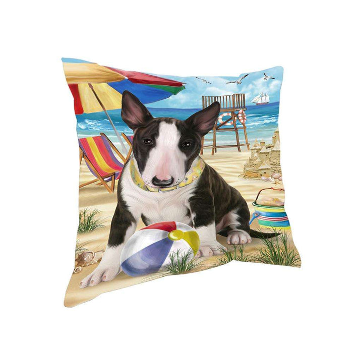 Pet Friendly Beach Bull Terrier Dog Pillow PIL55904