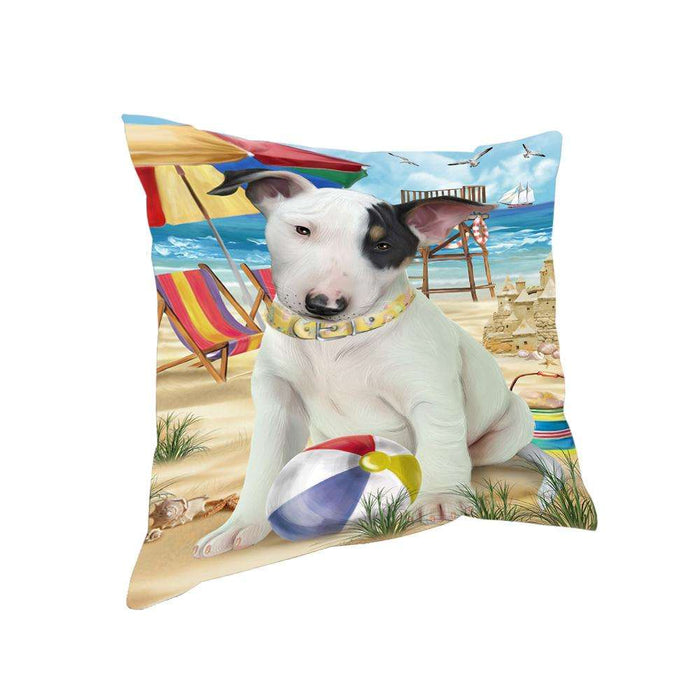Pet Friendly Beach Bull Terrier Dog Pillow PIL55908