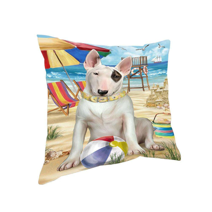 Pet Friendly Beach Bull Terrier Dog Pillow PIL55912