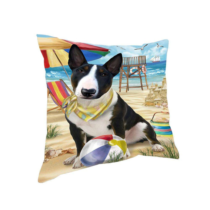 Pet Friendly Beach Bull Terrier Dog Pillow PIL55916