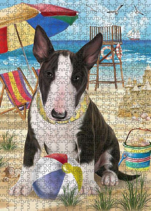 Pet Friendly Beach Bull Terrier Dog Puzzle with Photo Tin PUZL53742