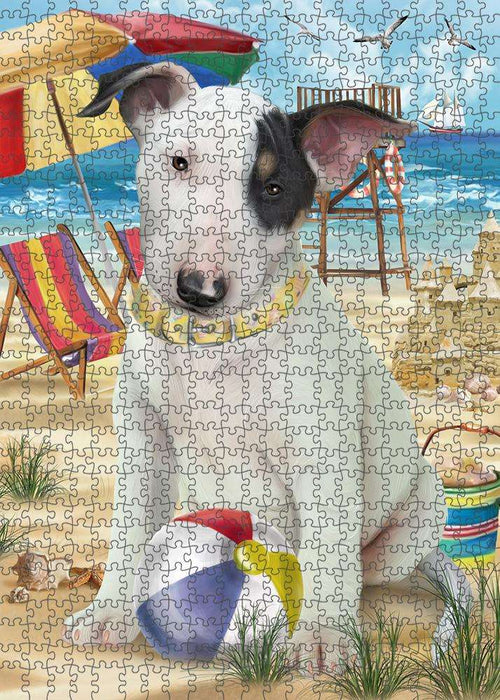 Pet Friendly Beach Bull Terrier Dog Puzzle with Photo Tin PUZL53745